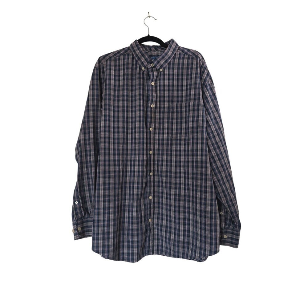 Men's Puritan shirt 2xl  Blue Plaid button Down 50-52